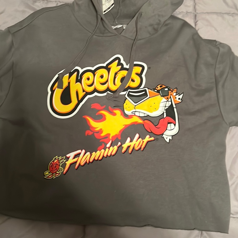 hot cheeto drawstring cropped hoodie